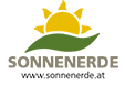 Das Logo von Sonnenerde: Eine gelbe Sonne und eine geschwungene grüne Fläche. Darunter der Name