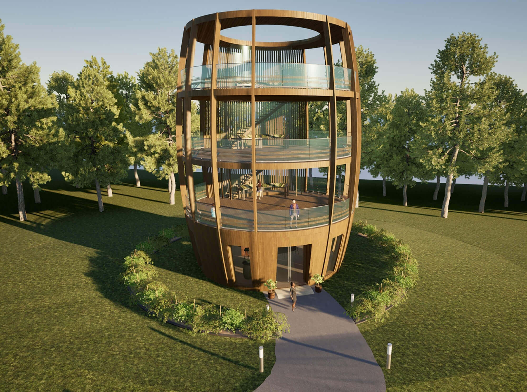 Animation des aussichtsturms im Weinberg bei Tageslicht