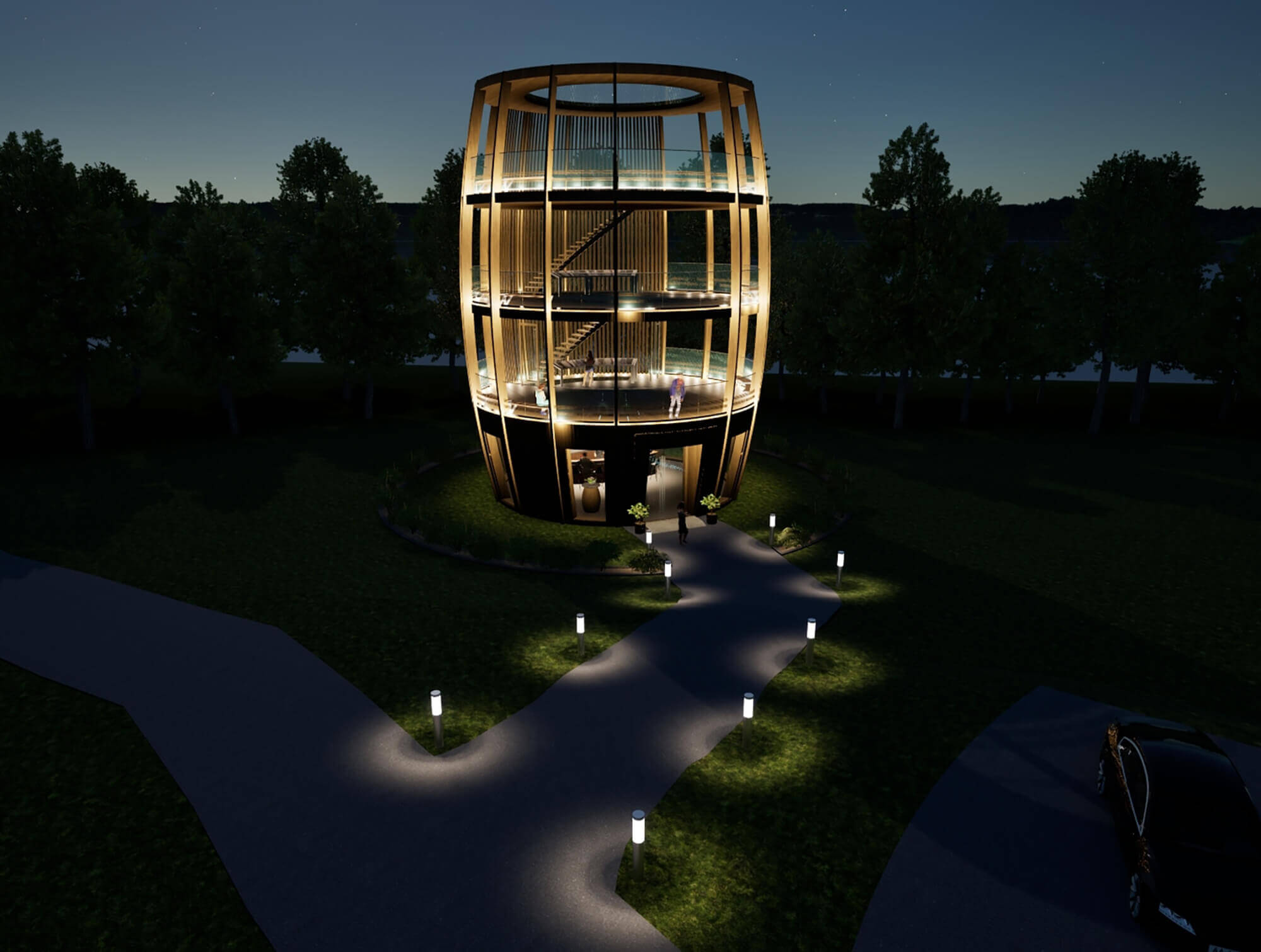 Animation des Aussichtstumr im Weinberg