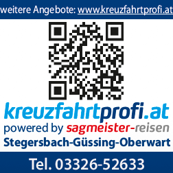 QR-Code für Kreuzfahrtprofi.at, powered by Sagmeister Reisen, Angebote in Stegersbach, Güssing, Oberwart, Tel. 03326-52633.