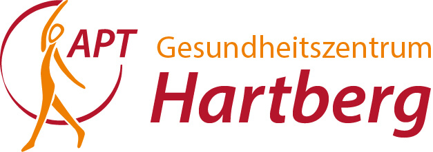 HB-logo-links Logo des APT Gesundheitszentrums Hartberg, dynamische Figur in Orange und Schriftzug in Rot und Orange.