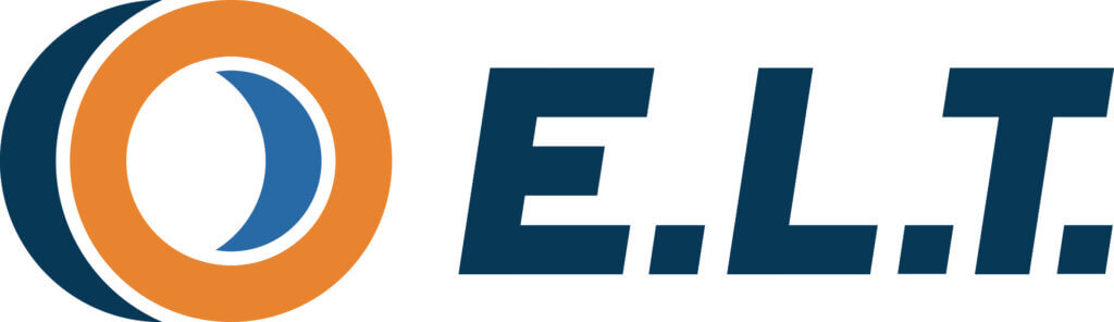 logo_ELT_4c_RZ.indd Logo von E.L.T., bestehend aus orangen und blauen Kreisen und dem Text E.L.T. in blauer Schrift.