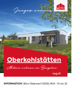 Moderner Bungalow in Oberkohlstätten für junges Wohnen, präsentiert von OSG. Webseite: osg.at