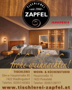 Gemütliches Schlafzimmerdesign von Tischlerei Zapfel, präsentiert von Prima Magazin. Festliche Weihnachtsgrüße über Holzinterieur.