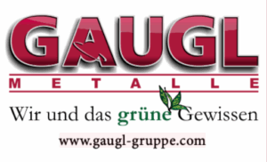 Logo von Gaugl Metalle mit dem Slogan Wir und das grüne Gewissen für nachhaltiges Recycling, präsentiert im Prima Magazin.