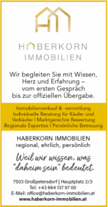 Werbung von Haberkorn Immobilien mit Fokus auf regionale Expertise und persönliche Betreuung für Qualitätsimmobilien.