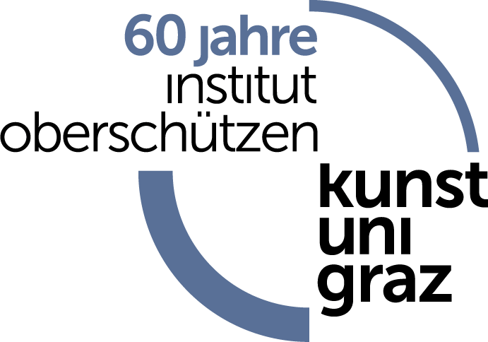 i12_oberschuetzen_logo_blau_cmyk_60_Jahre_fett Logo des Instituts Oberschützen der Kunstuni Graz zum 60-jährigen Jubiläum, dargestellt in Blau und Schwarz.