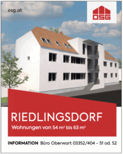 Neubauwohnungen in Riedlingsdorf, angeboten von OSG, Größen von 54 bis 63 m². Perfektes Zuhause im Burgenland.